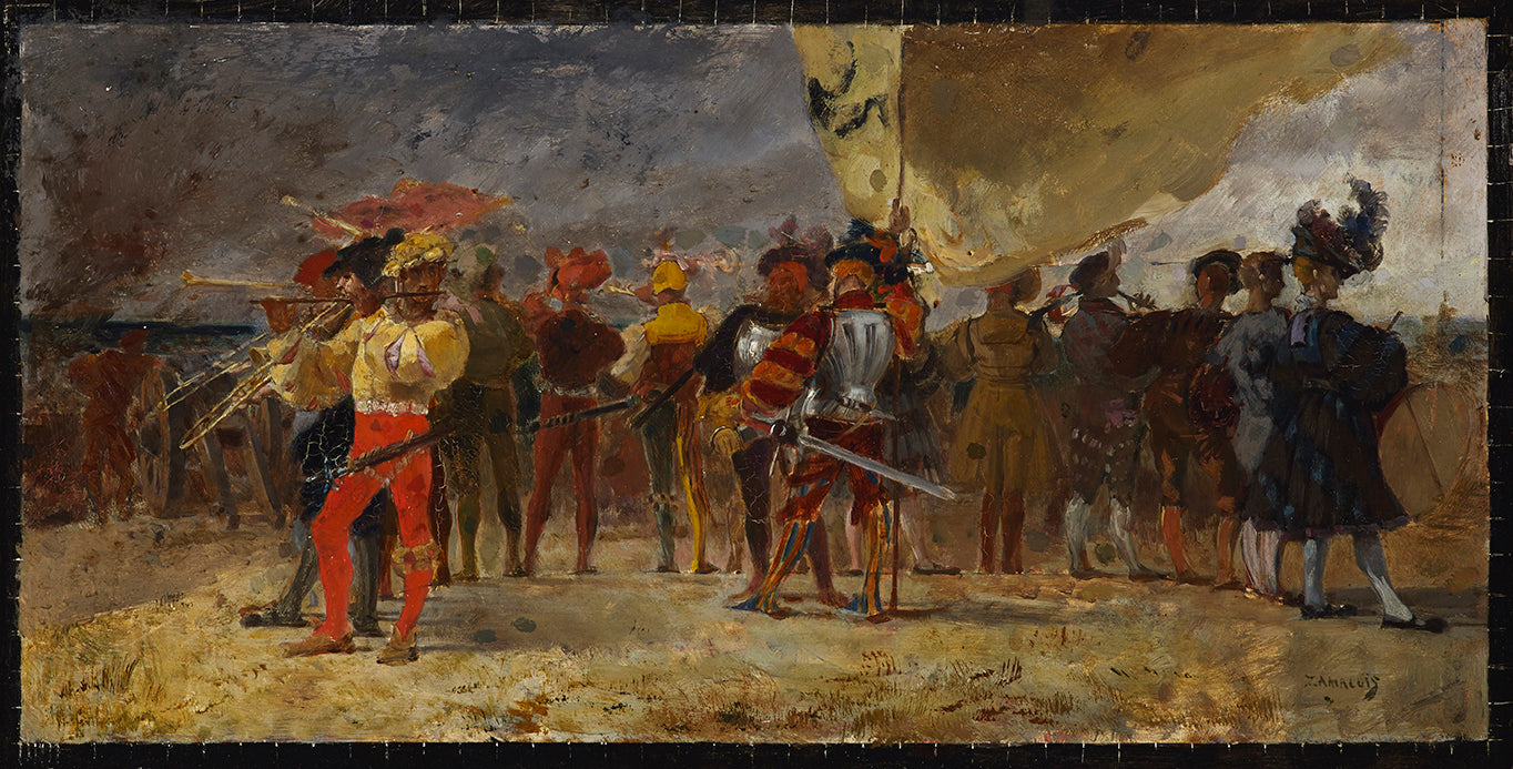 Eduardo Zamacois Musicians in battle 1870 Fine Art Print
