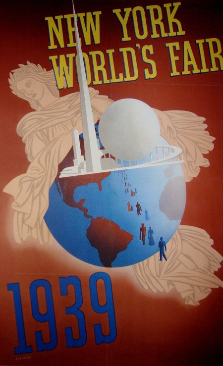 New York World's Fair Vintage Globe & Theme Center Poster 1939 Fine Art Print