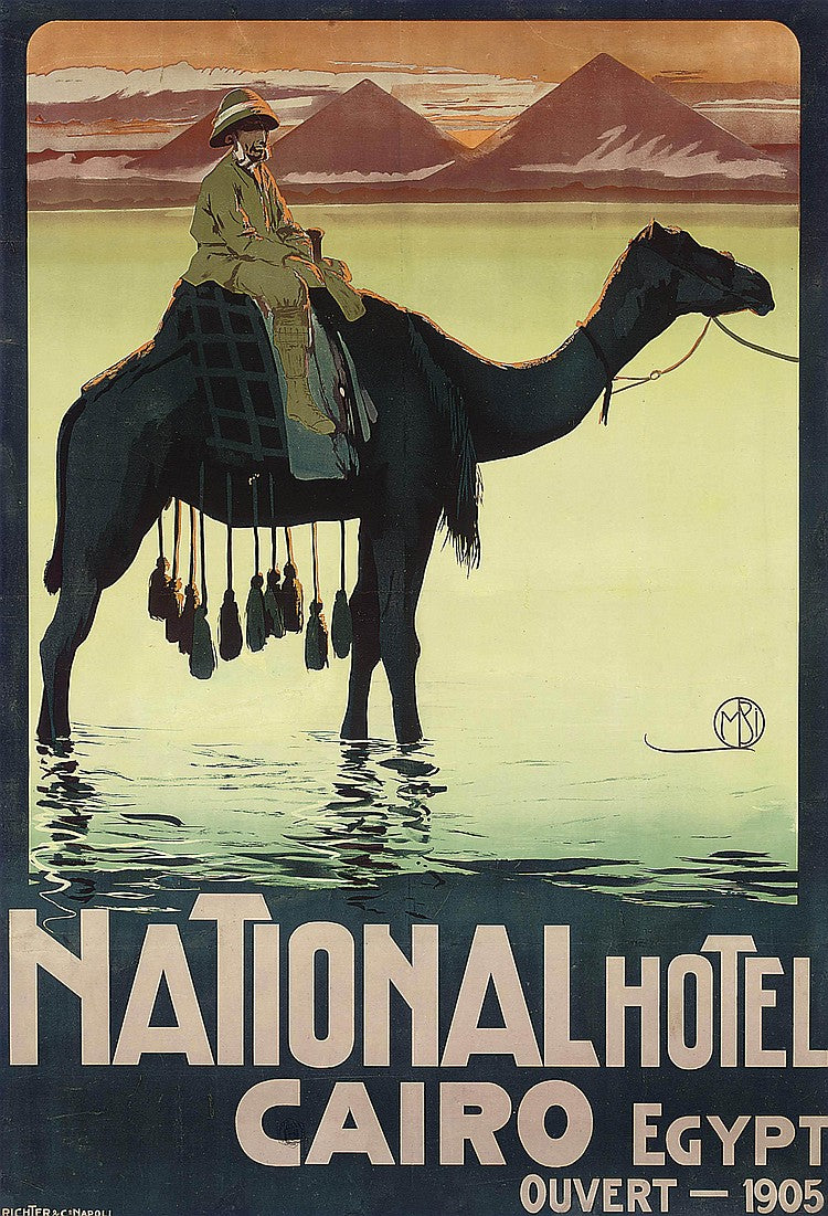 National Hotel Cairo Egypt Poster Early Vintage Travel 1906 Fine Art Print