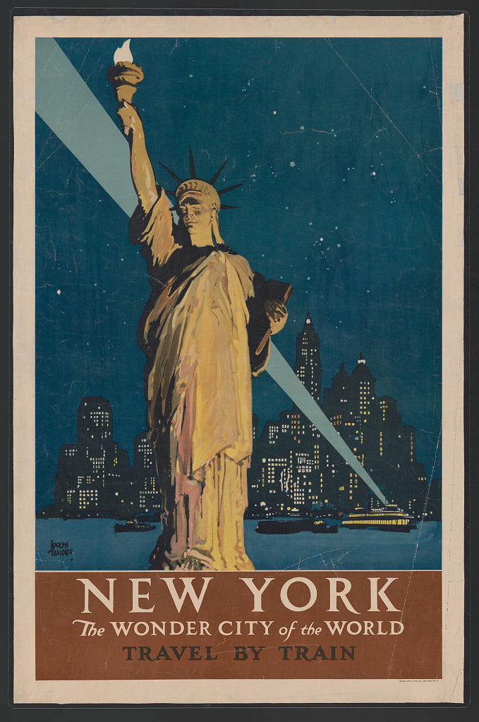 New York City Travel by Train Vintage Railroad Poster 1930 Fine Art Print