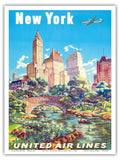 New York Classic Vintage Airline Travel Poster Print 1950 Fine Art Print