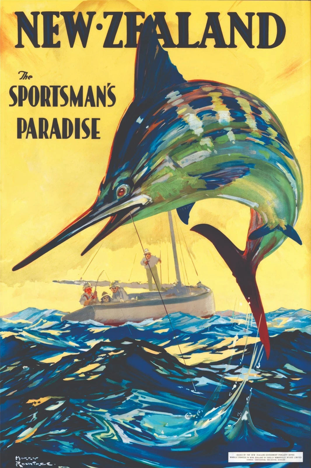 New Zealand Marlin Fishing Vintage Sport Fishing 1920 Fine Art Print