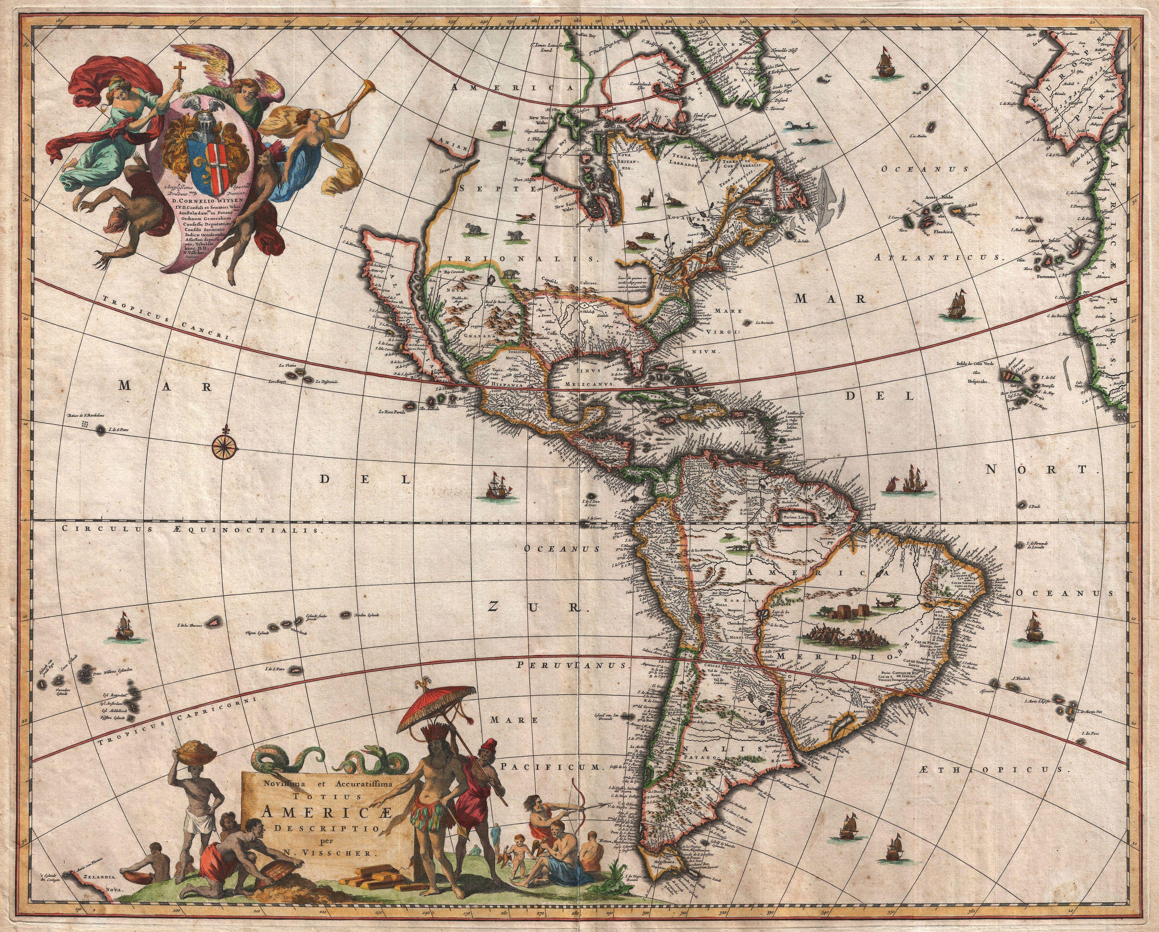 New & Accurate Map of America Vintage Style 1680 Fine Art Print
