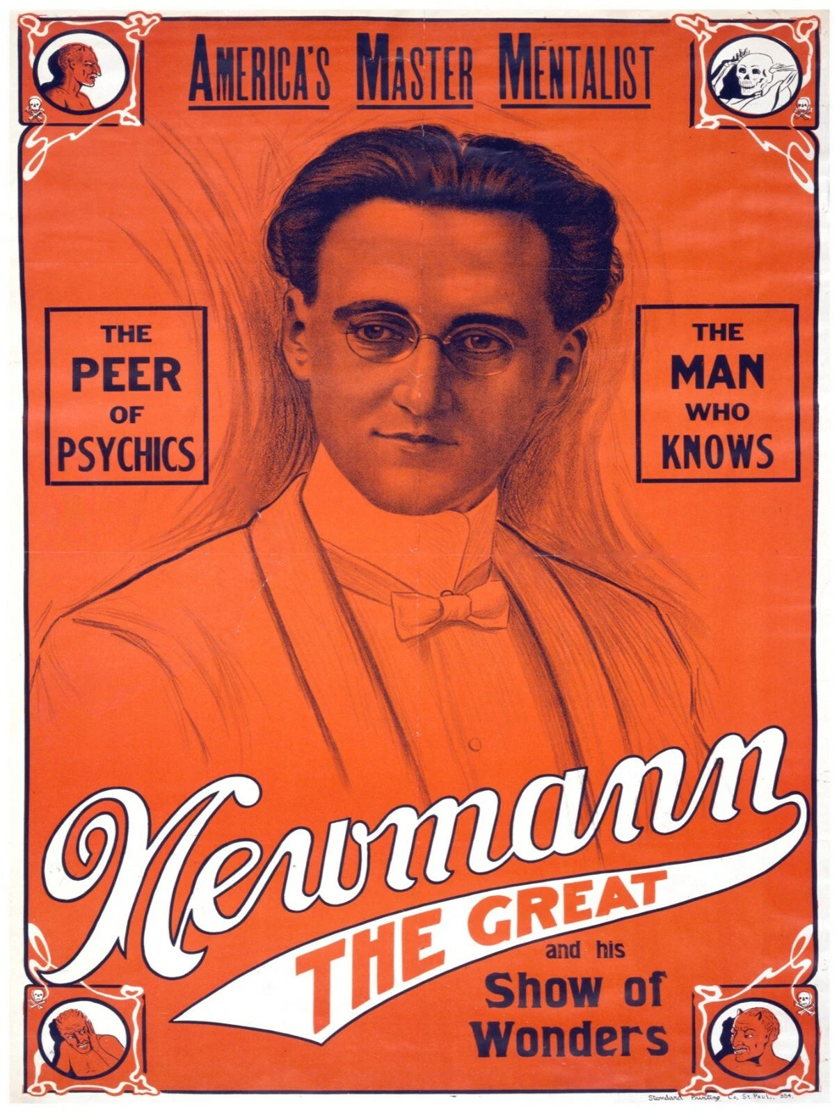 Newmann the Great Psychic Vintage Style Mentalist Magic 1920 Fine Art Print