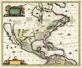 North America Map Vintage Style Early America Wall Art 1652 Fine Art Print