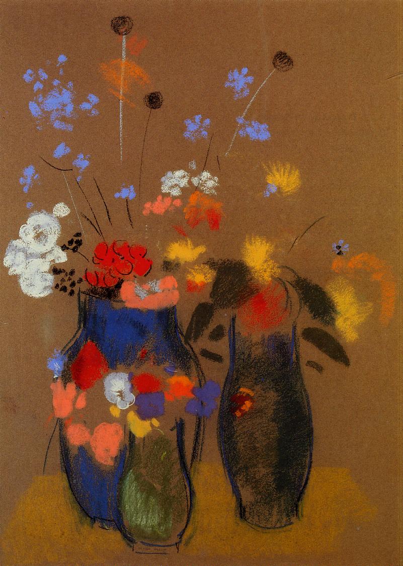Odilon Redon Three Vases of Flowers 1909 Fine Art Print
