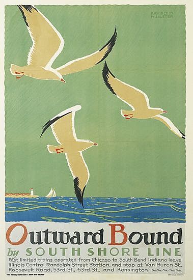 "Outward Bound" Chicago Railway Vintage 1929 Fine Art Print