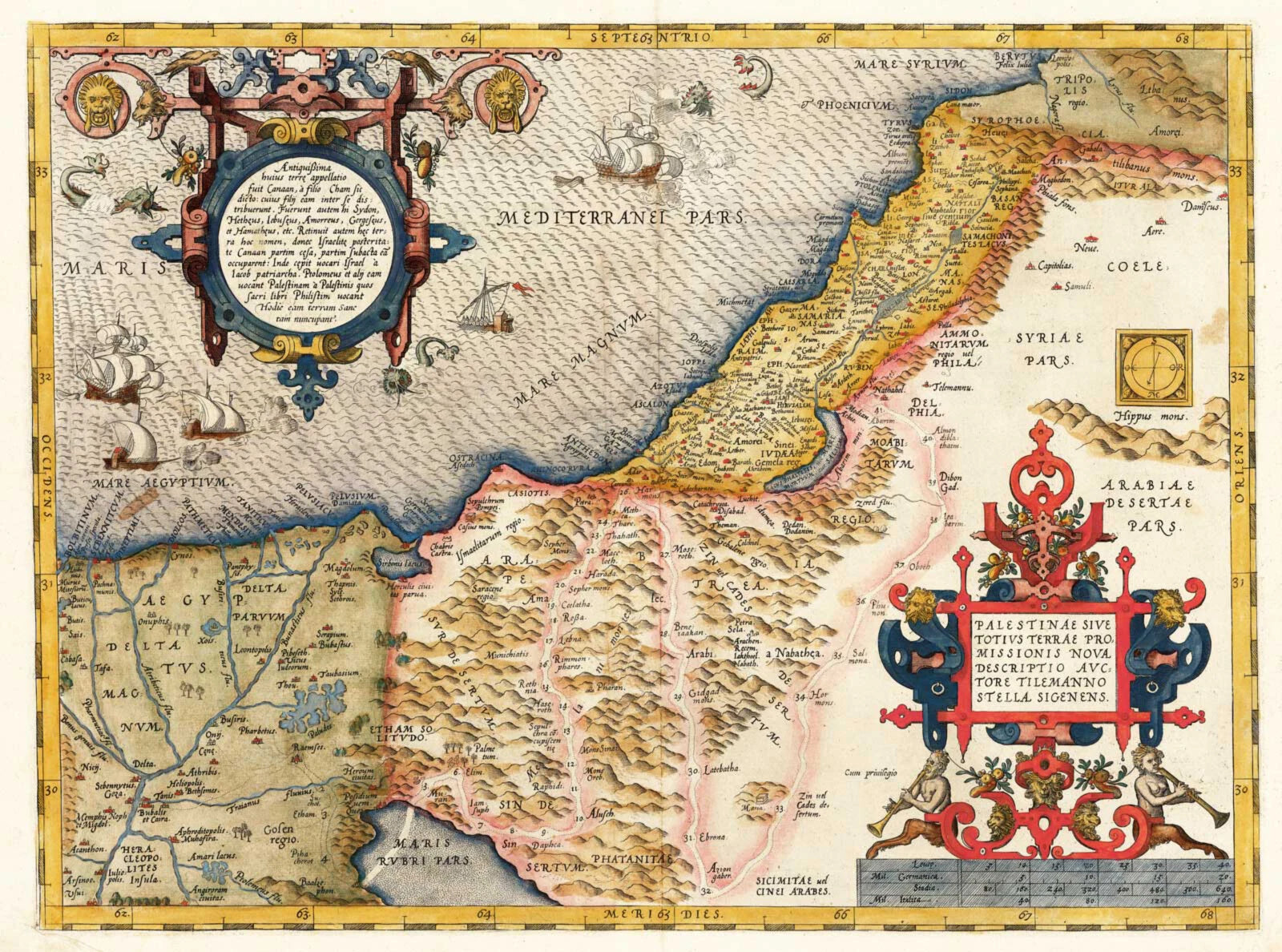 Palestine Orbis Terrarum Historic Map Print 1570 Fine Art Print