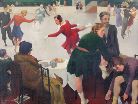 {{ product_title }} Fine Art Print | {{ product_vendor }} Jakero77 Percy Shakespeare - Afternoon at the Rink (circa 1938) - 17"x22" Fine Art Print Art Print  Jakero77