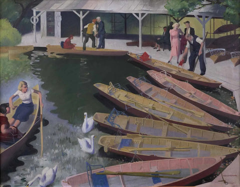 {{ product_title }} Fine Art Print | {{ product_vendor }} Jakero77 Percy Shakespeare - The Boat Shed (circa 1939) - 17" x 22" Fine Art Print Art Print  Jakero77