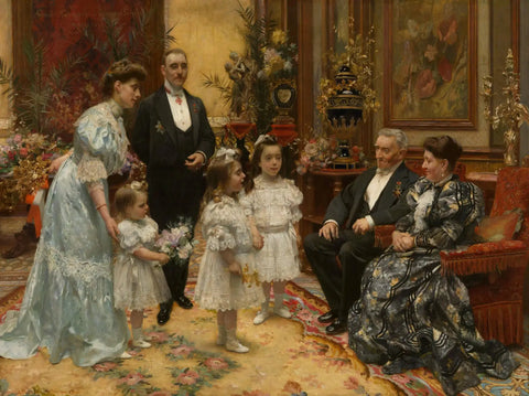 {{ product_title }} Fine Art Print | {{ product_vendor }} Jakero77 Pierre Van der Ouderaa - The Sjongers Family on the Porch (1907) Fine Art Print Art Print  Jakero77