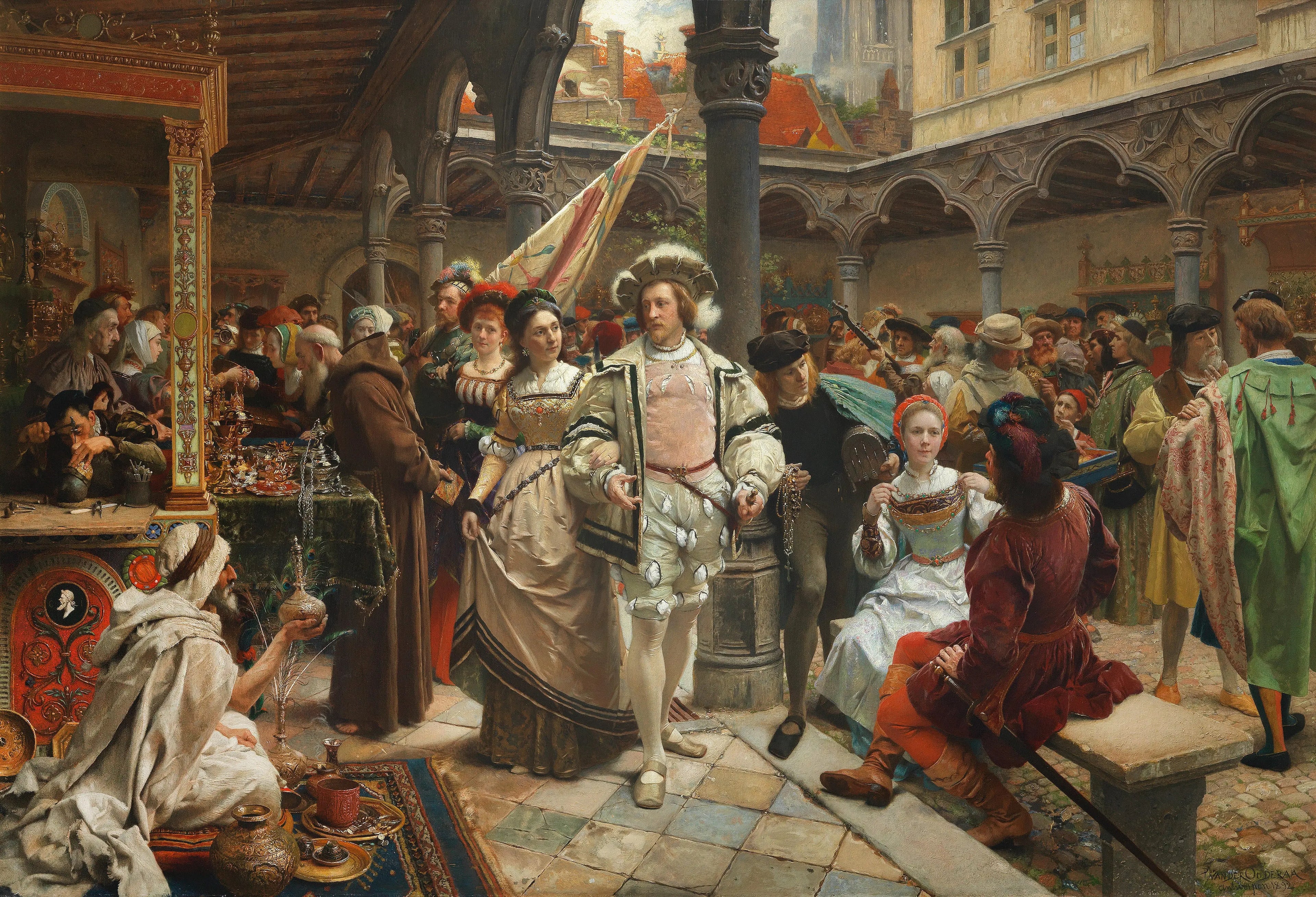 {{ product_title }} Fine Art Print | {{ product_vendor }} Jakero77 Pieter Van der Ouderaa -  Fair at Old Stock Exchange Antwerp (1892) Fine Art Print Art Print  Jakero77