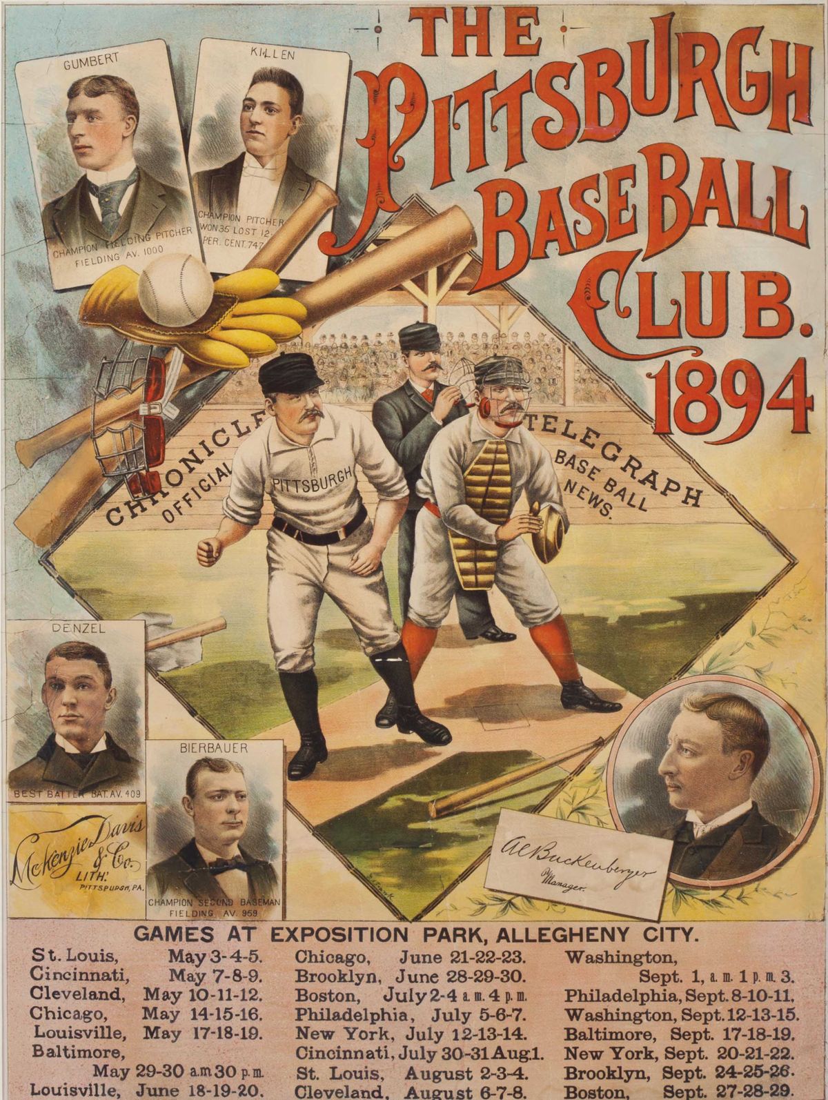 Pittsburgh Pirates Baseball Schedule Poster Print 1894 Fine Art Print