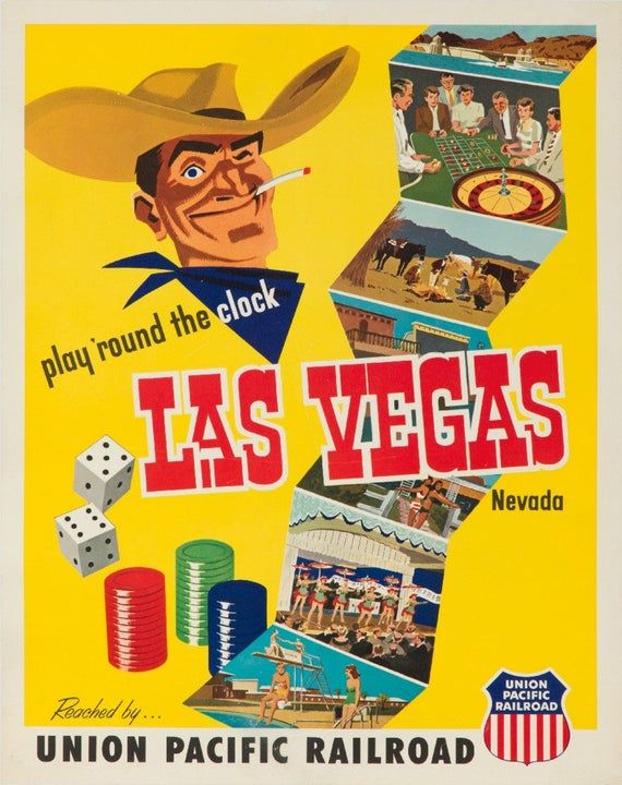 Play Las Vegas Vintage Style Gambling Travel Poster Retro 1950 Fine Art Print