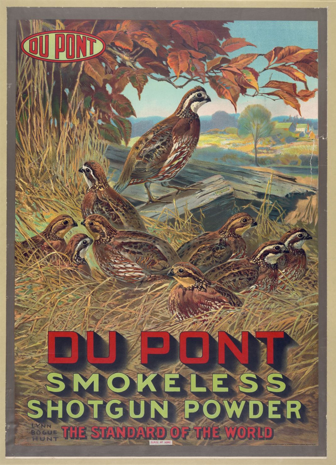 DuPont Quail Hunting Vintage Shotgun Powder Poster 1913 Fine Art Print