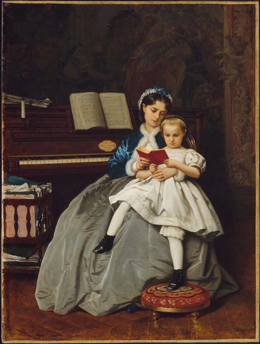 Auguste Toulmouche Reading lesson 1865 Fine Art Print