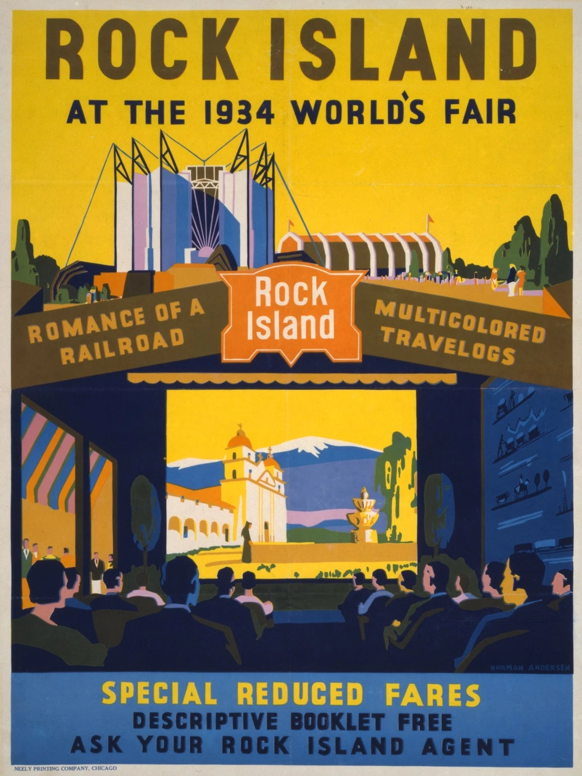 Rock Island World's Fair Vintage Style Travel Poster 1934 Fine Art Print