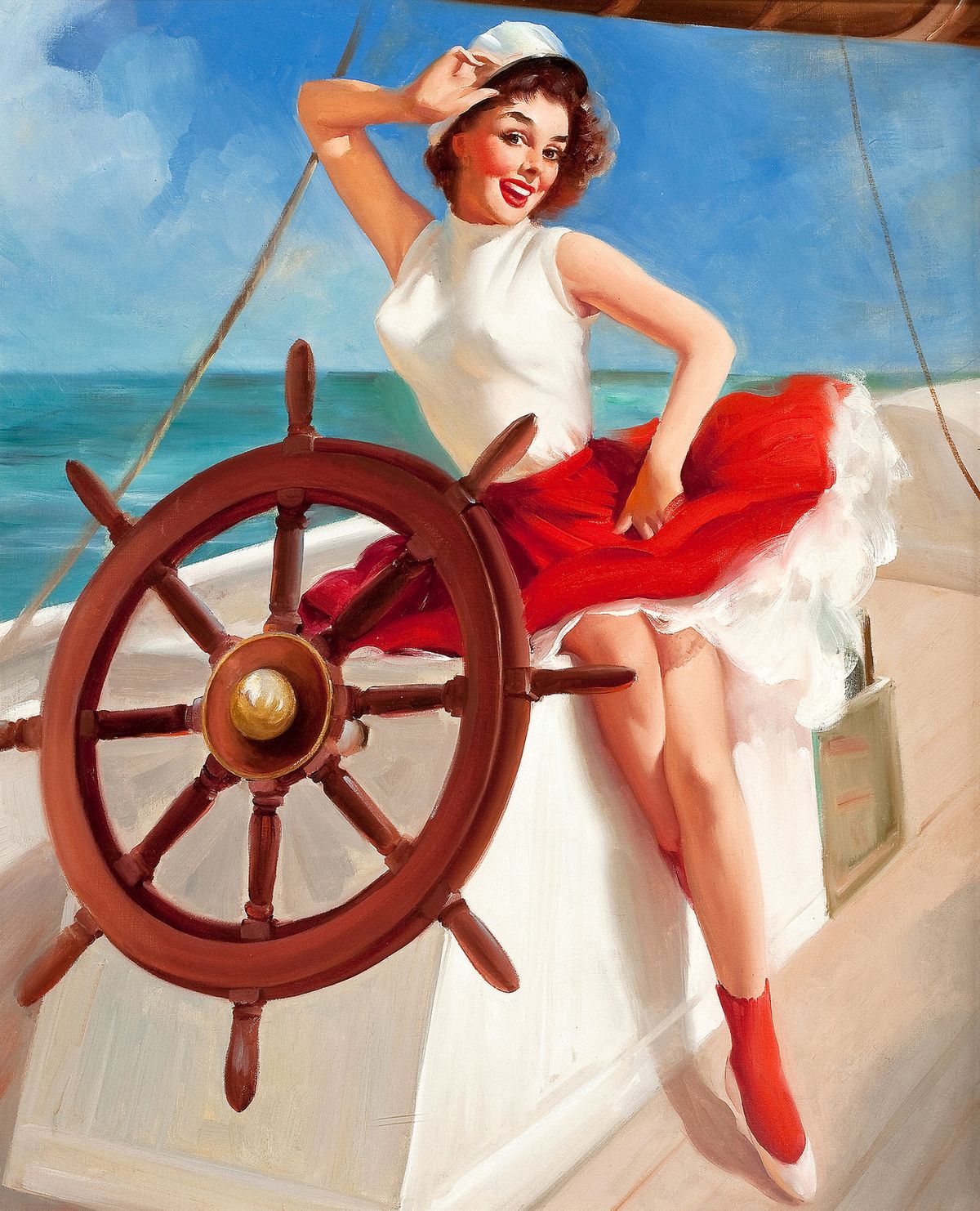 Gil Elvgren "Sailor Girl" Vintage Pin-Up Boating Poster 1953 Fine Art Print