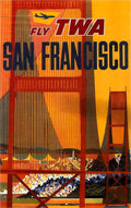 Fly TWA to San Francisco Vintage Style Airline Poster Art 1958 Fine Art Print