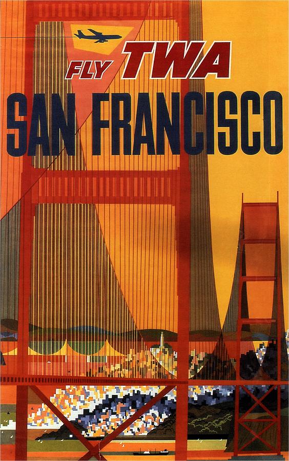 Fly TWA to San Francisco Vintage Style Airline Poster Art 1958 Fine Art Print