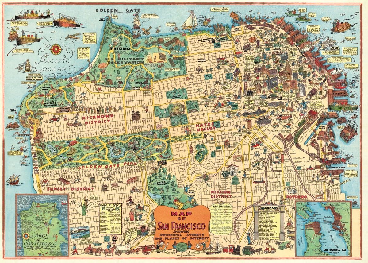 San Francisco Historic Map Print Vintage 1927 Fine Art Print