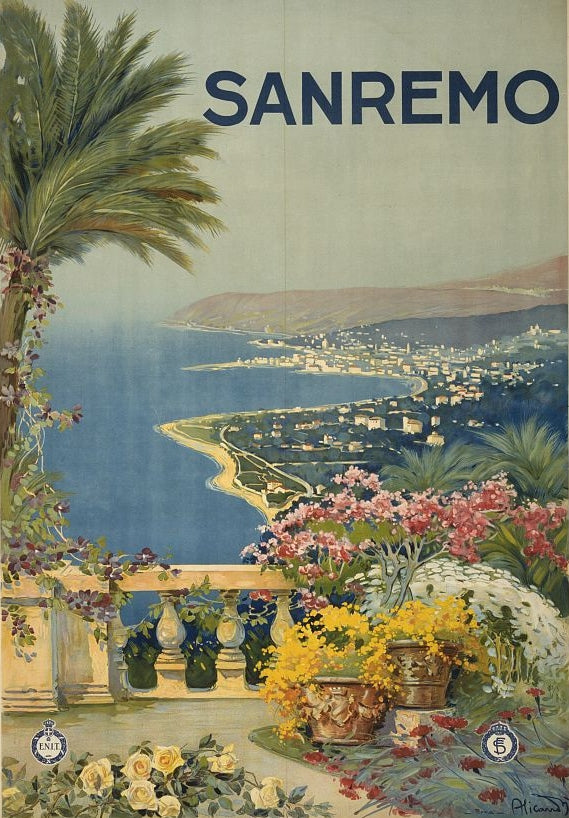 SanRemo Italy Vintage Style Travel Poster 1920 Fine Art Print