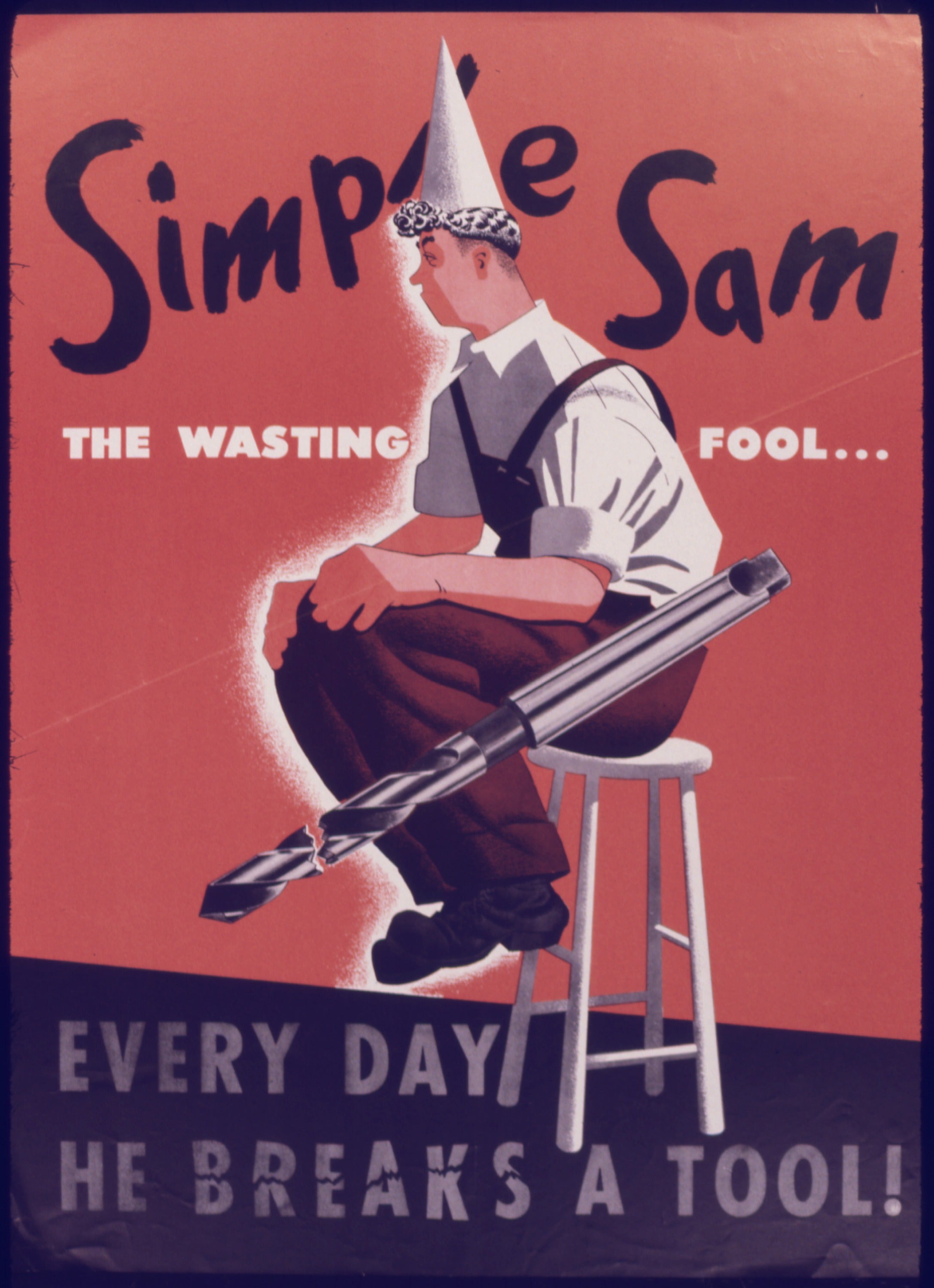 Simple Sam Breaks a Tool!" WWII Industrial Workplace 1942 Fine Art Print