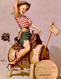 Gil Elvgren "Sitting Pretty" Western Pin-Up Cowgirl Horse 1951 Fine Art Print