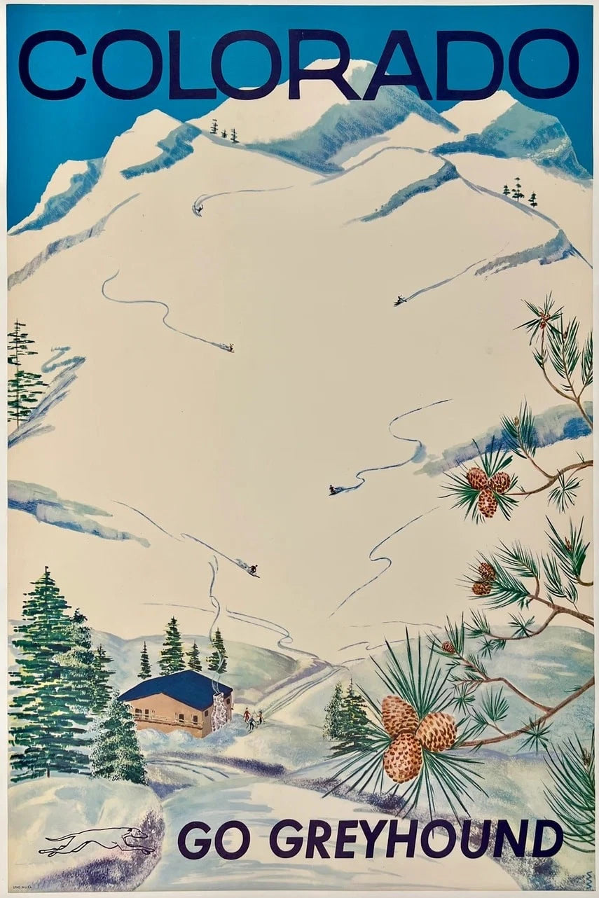 Ski Colorado Vintage Winter Travel Poster Art Print 1960 Fine Art Print