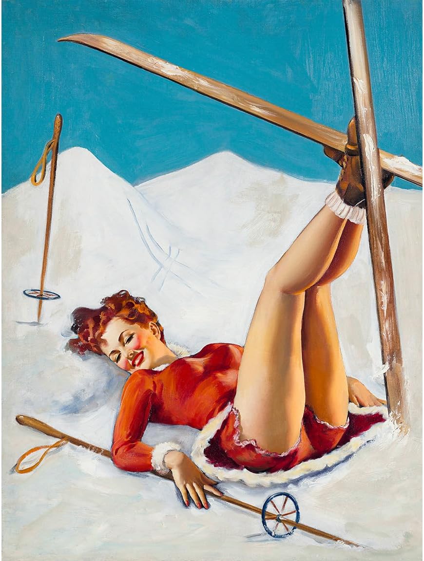 Gil Elvgren Snow Fun Pin-Up Girl Vintage Poster Print 1940 Fine Art Print