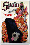Fly TWA to Spain Vintage Airline Travel Poster Print 1960 Fine Art Print