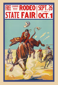 State Fair Rodeo Cowboy Steer Riding Vintage 1930 Fine Art Print