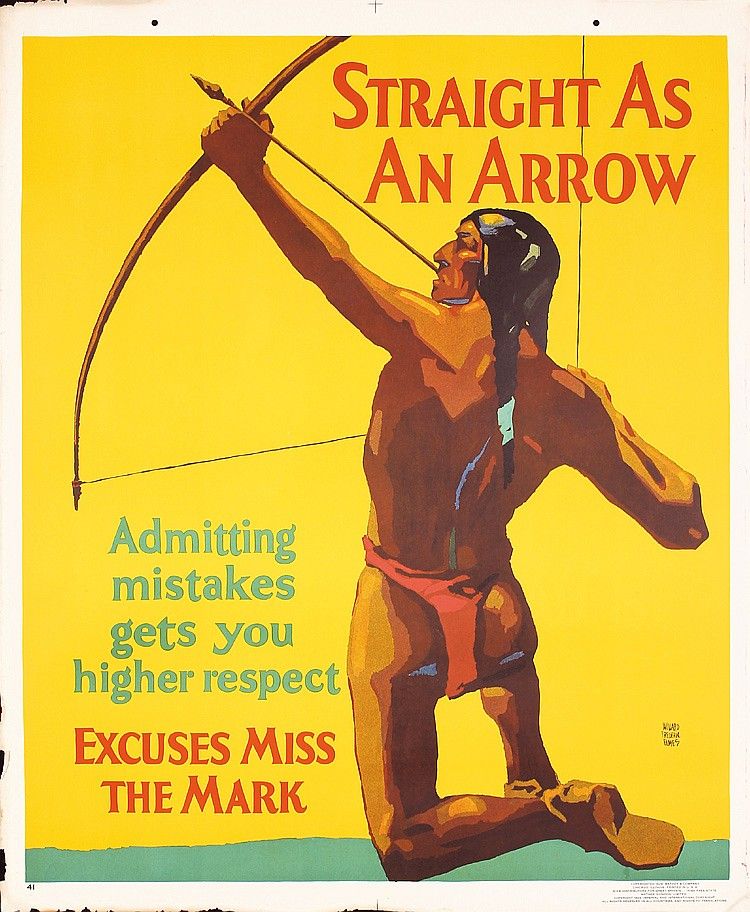 Straight As An Arrow Vintage Workplace Poster 1920 Fine Art Print