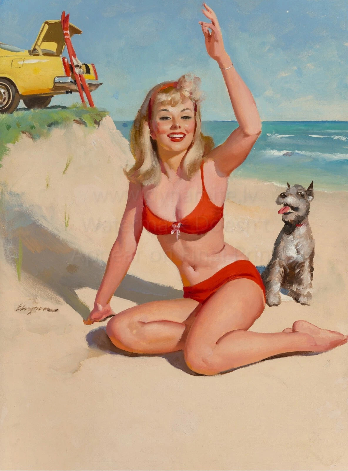 Gil Elvgren "Summer Fun" Vintage Pin-Up Beach Poster 1960 Fine Art Print