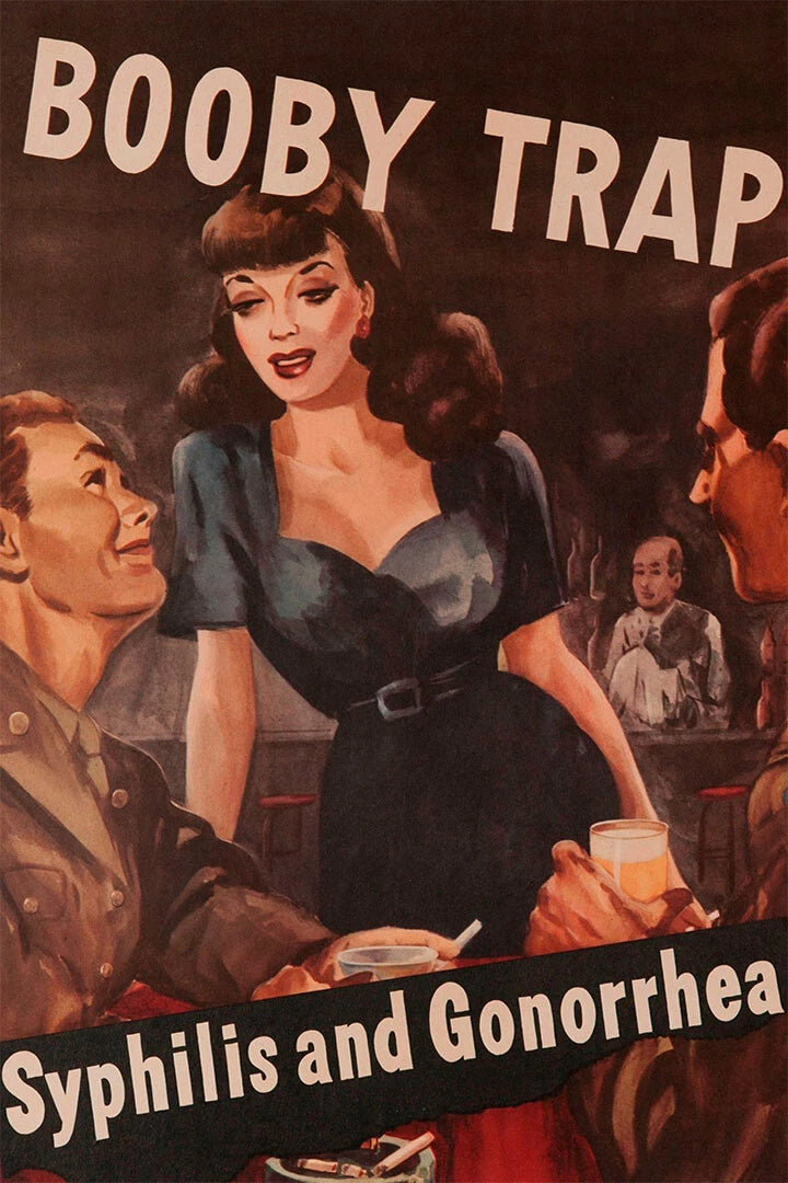 Booby Trap Syphilis & Gonorrhea WWII Health Propaganda 1942 Fine Art Print