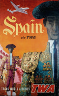Spain Fly TWA Vintage Airline Travel Poster 1960 Fine Art Print