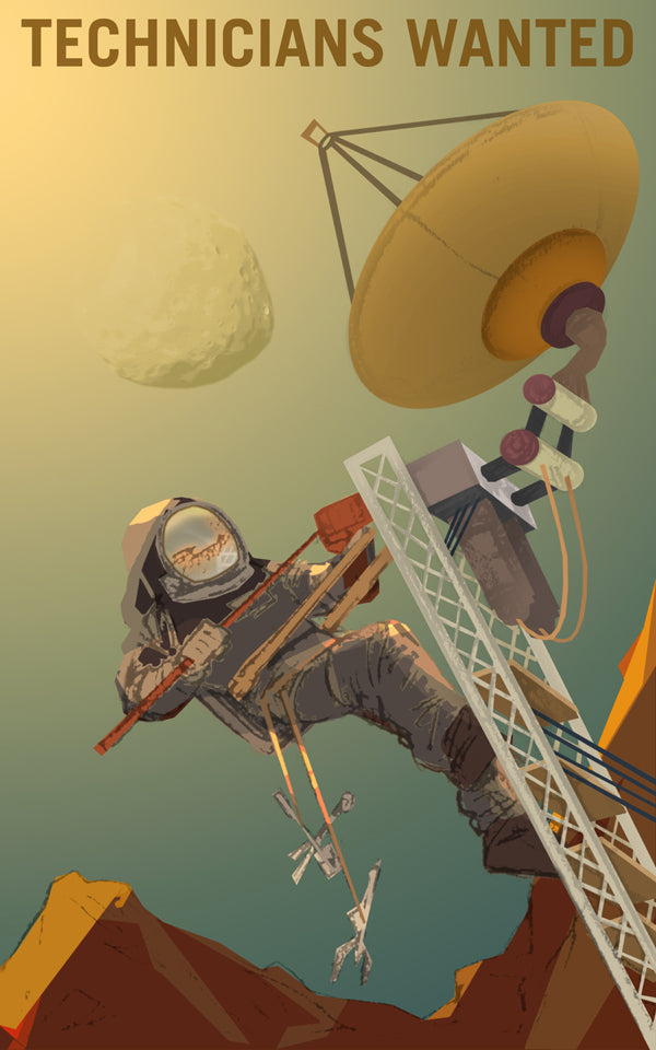 Technicians Wanted Space Exploration Retro Outer Space Fine Art Print