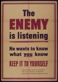 The Enemy Is Listening WWII Vintage Propaganda Poster 1942 Fine Art Print