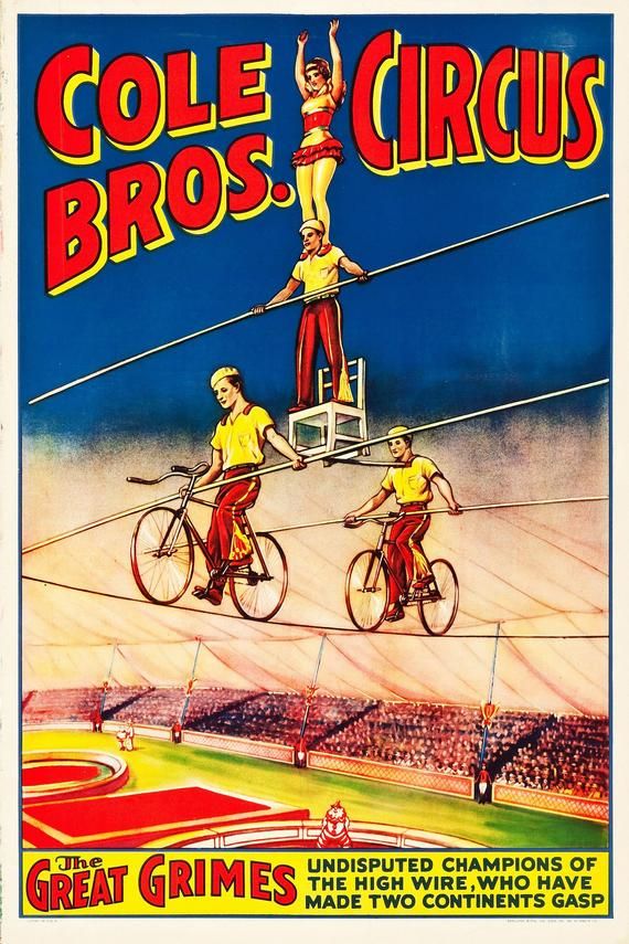 Cole Bros. Circus "The Great Grimes" High Wire Act Poster 1930 Fine Art Print