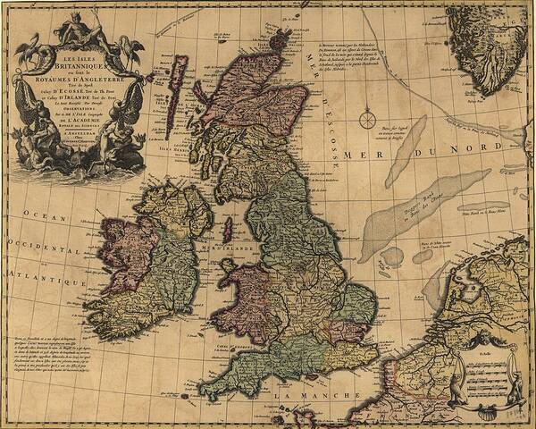 The Islands of Britain Historic Map Print 1700 Fine Art Print