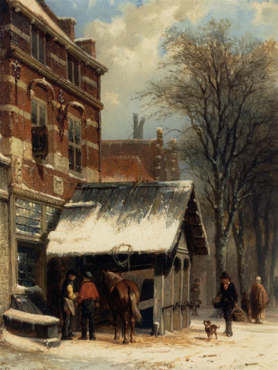 Cornelis Springer The Smithy of Culemborg in the Winter 1860 Fine Art Print