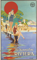 The Summer Time Riviera Vintage Style Travel Poster Print 1930 Fine Art Print