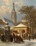 Cornelis Springer The fish market of Zaltbommel in winter 1860 Fine Art Print