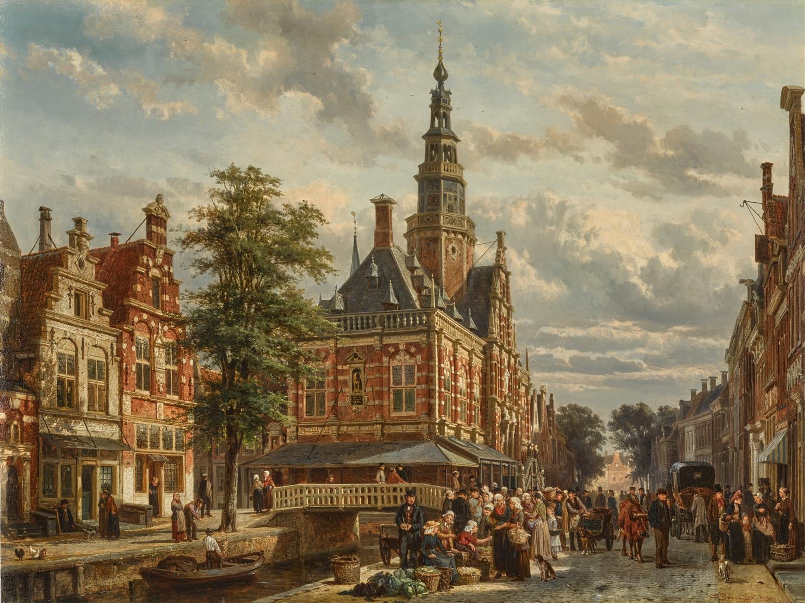 Cornelis Springer The market square and town hall 1872 Fine Art Print