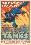 Treat 'Em Rough! Join the Tanks! Black Cat WWI Tank Corps 1918 Fine Art Print