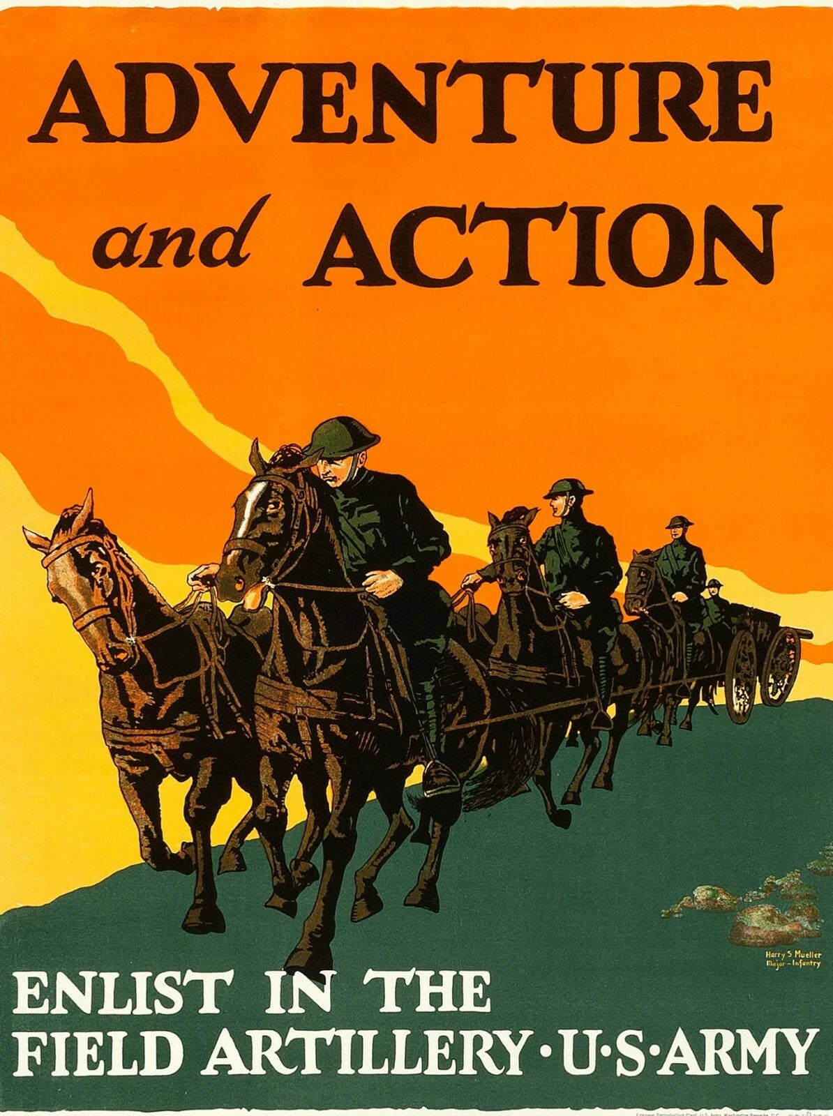 U.S. Army Adventure! Enlist in the Field Artillery 1919 Fine Art Print