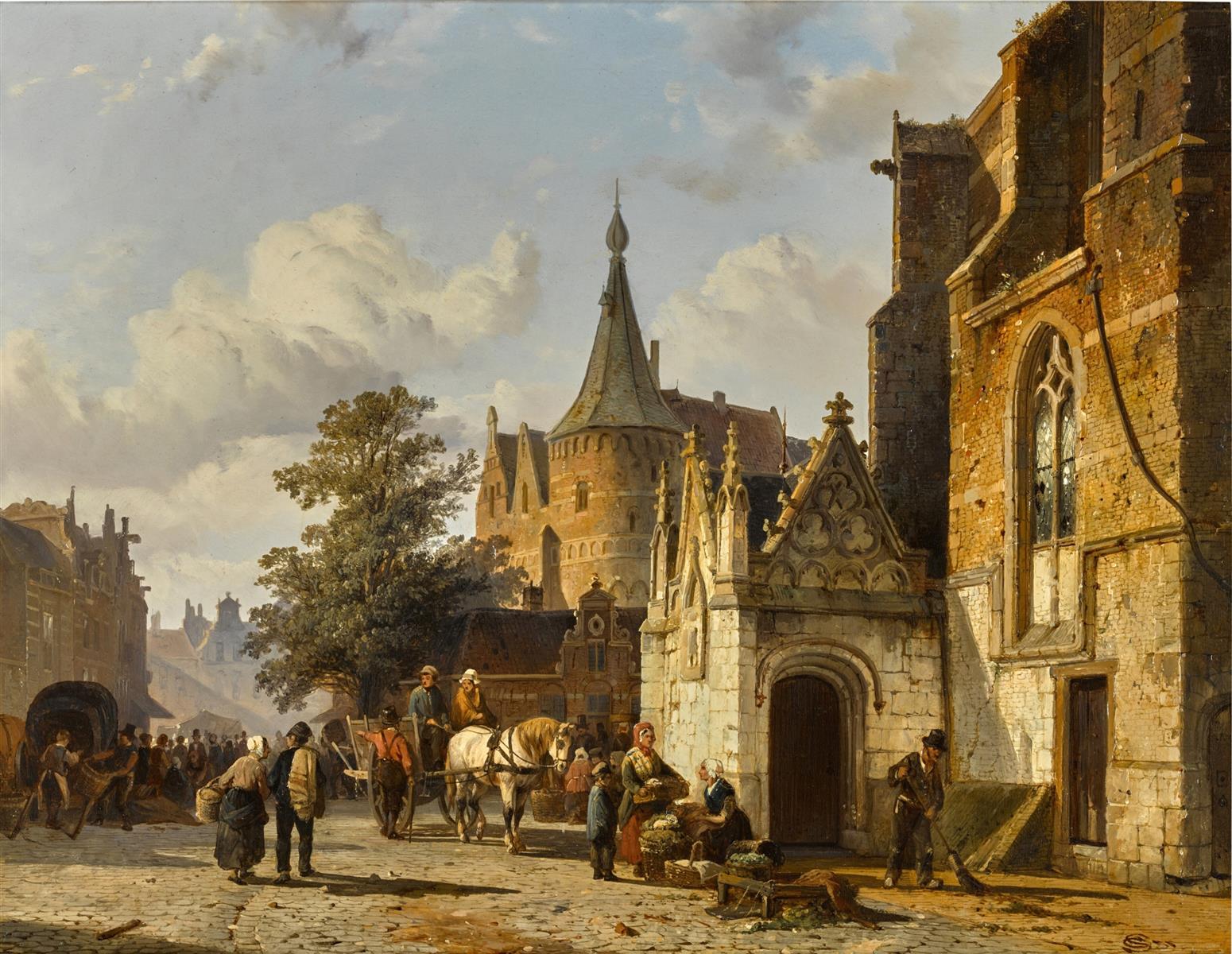 Cornelis Springer View of the Kerkplein in Alkmaar 1851 Fine Art Print