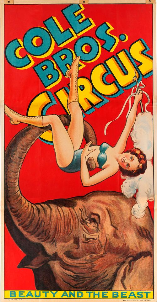 Cole Brothers Circus Beauty & The Beast Vintage Style 1938 Fine Art Print