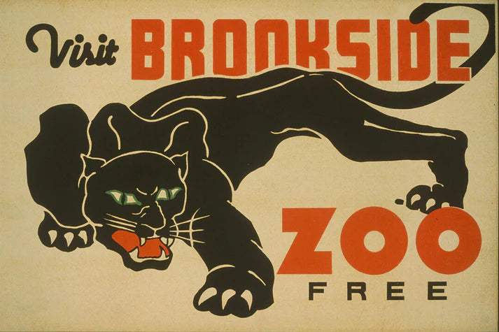 Visit Brookside Zoo Black Panther WPA Vintage Style 1930 Fine Art Print