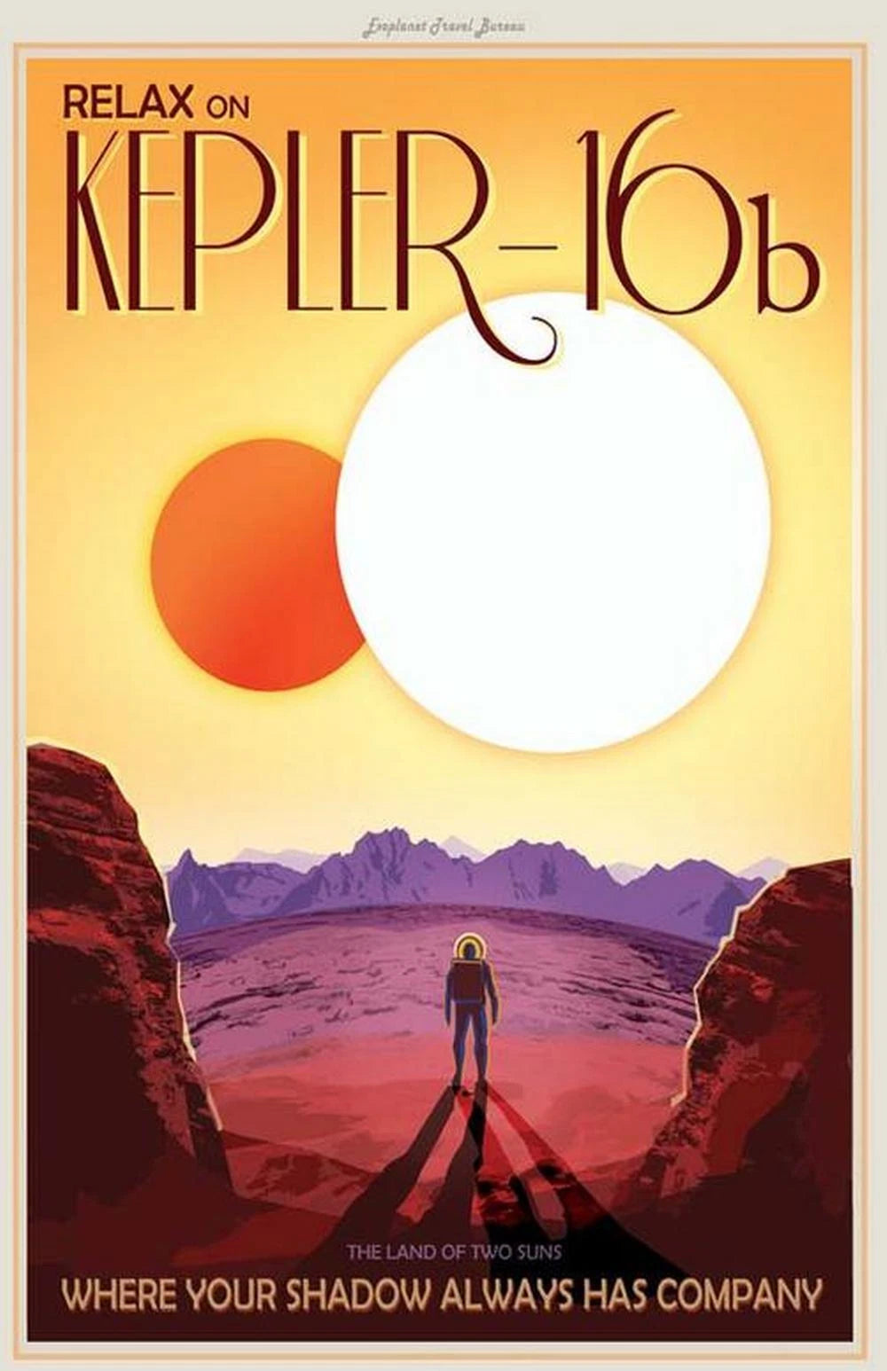 Visit Kepler-16b Retro Space Exploration Travel Art Fine Art Print